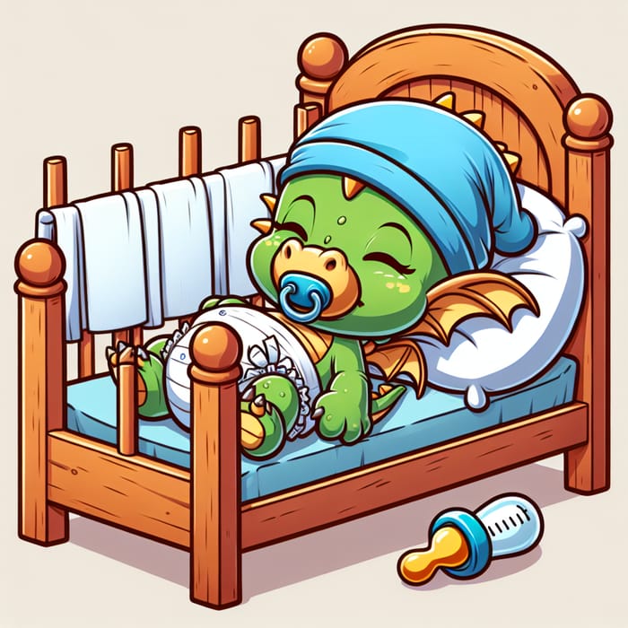 Newborn Spike Baby Dragon Sleeping with Pacifier in Cartoon Baby Cap