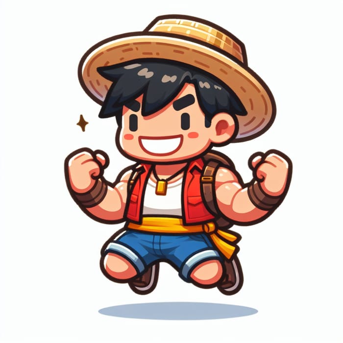 Luffy ~ Adventurous Young Man in Straw Hat Jumping