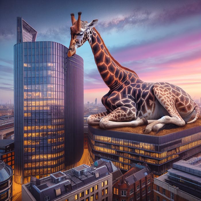 Surreal Giraffe on Skyscraper | Urban Metropolis View
