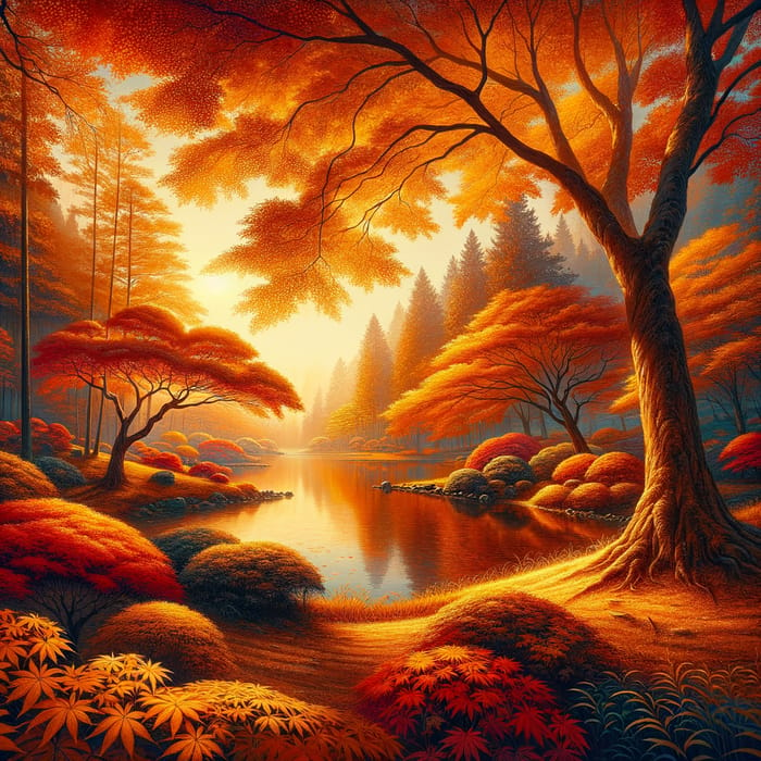 Vibrant Autumn Landscape | Digital Painting Fusion
