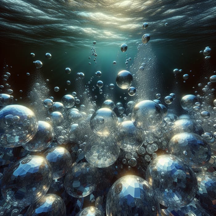 Crystal Apple Underwater Digital Art & Bubbles