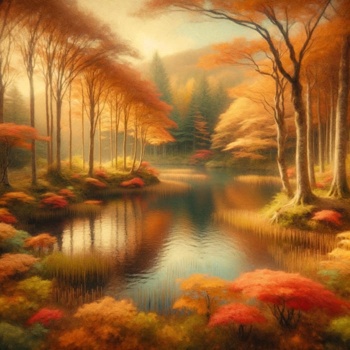 Impressionist Autumn Landscape in Earth Tones