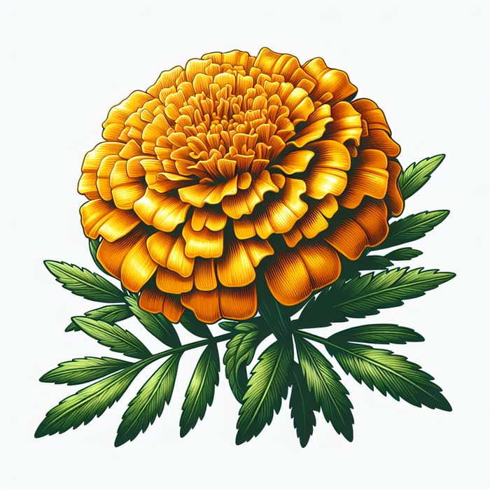 Detailed Marigold Clipart: High-Quality Yellow-Orange Flower Illustration