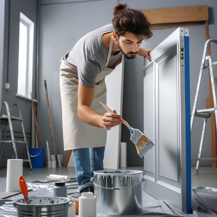 Professional Painter Painting Aluminum Door