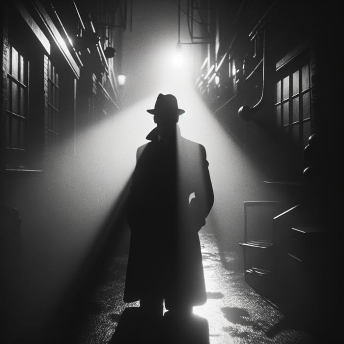 Shadowy Figure in Noir Environment | Intrigue & Suspense