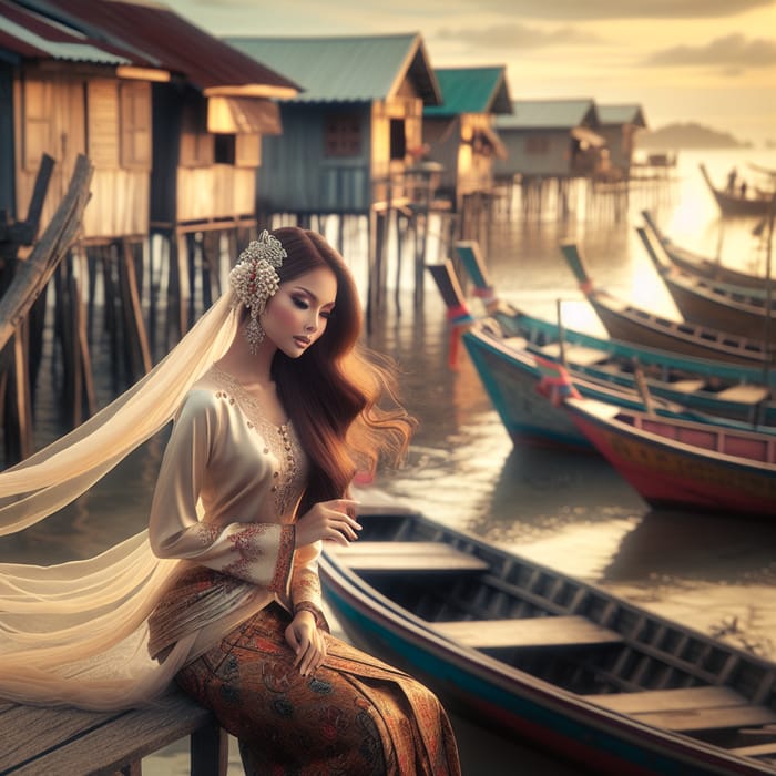 Serene Beauty of Malay Girl in Traditional Attire