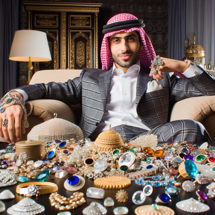 Wealthy Middle-Eastern Man with an Abundance of Jewels