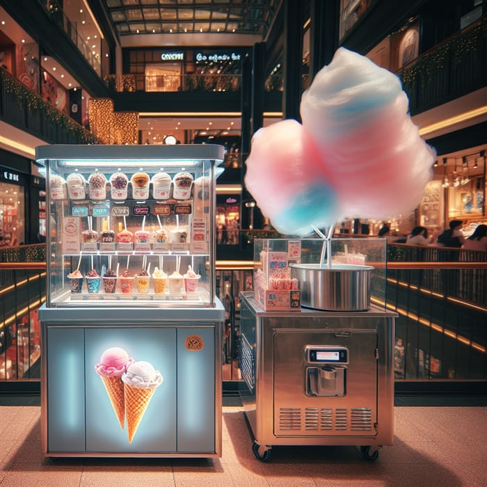 Sweet Cotton Candy & Ice Cream Machine at Shopping Center