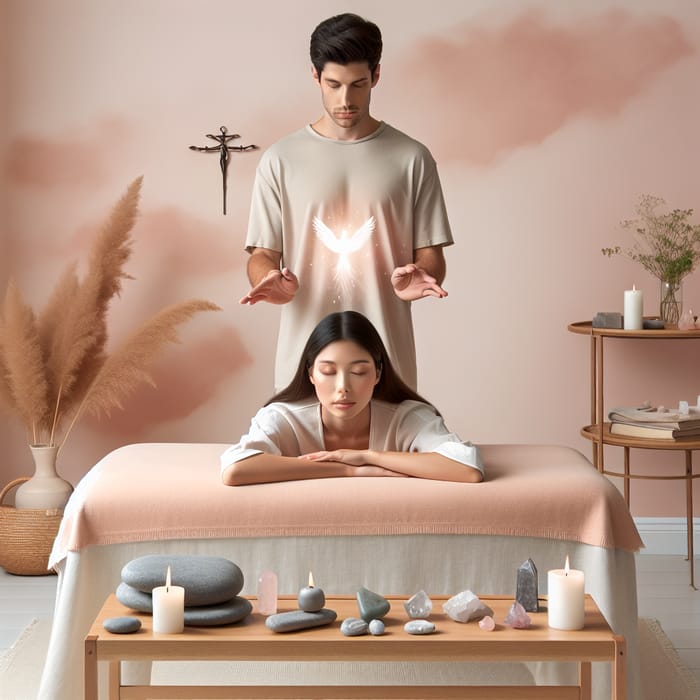 Serene Reiki Energy Therapy Session in Tranquil Room