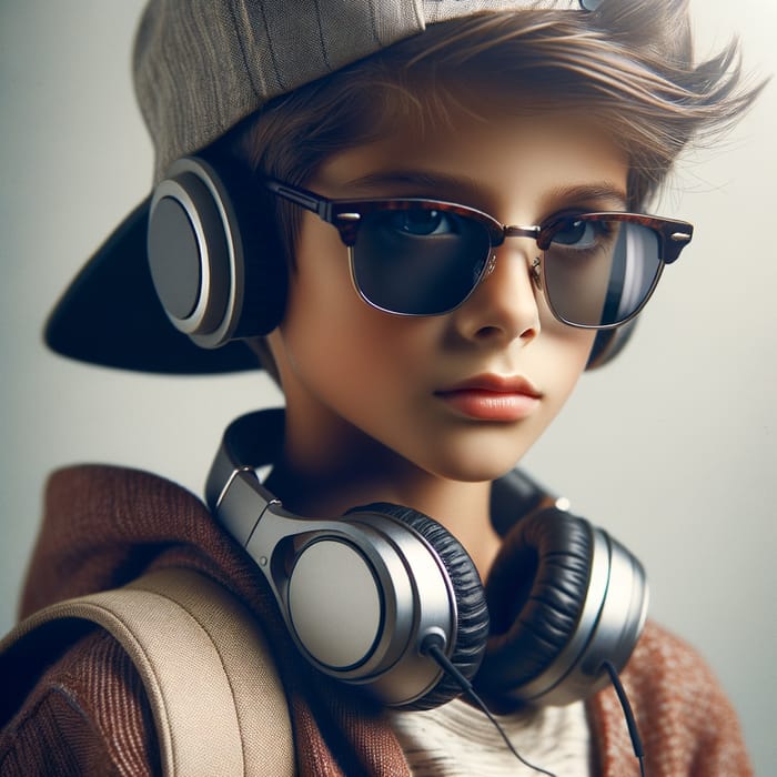 Cool and Stylish Boy: Trendy Cap, Headphones & Sunglasses