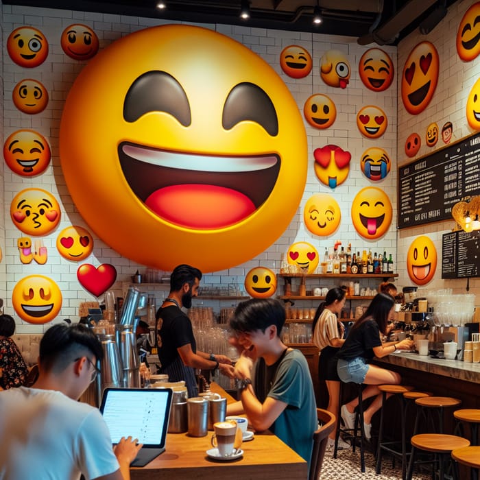 Emoji Cafe: Joyful Atmosphere & Smiling Emojis