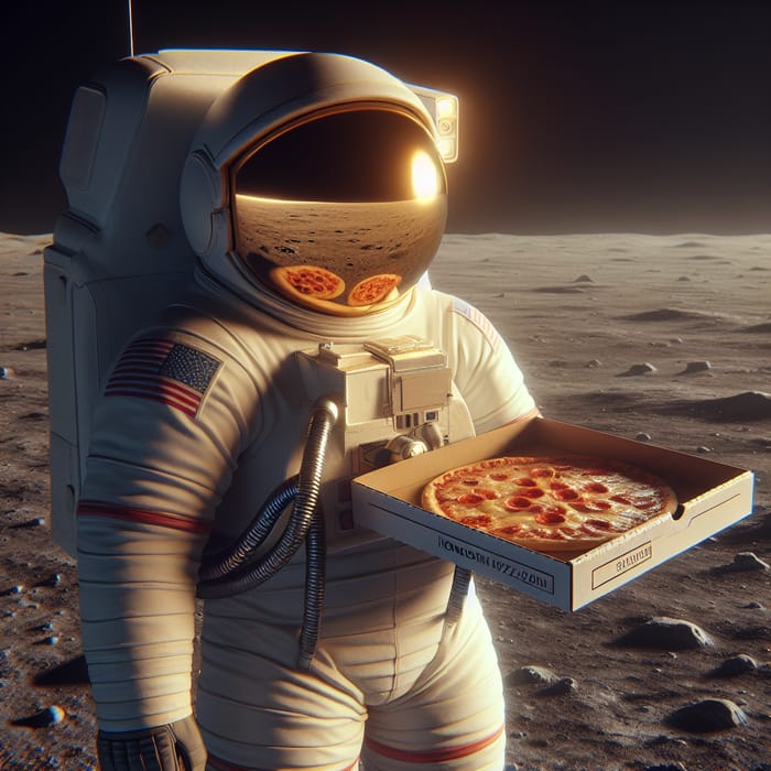 Astronaut with Pizza on Moon | 4K Ultra Realistic Scene