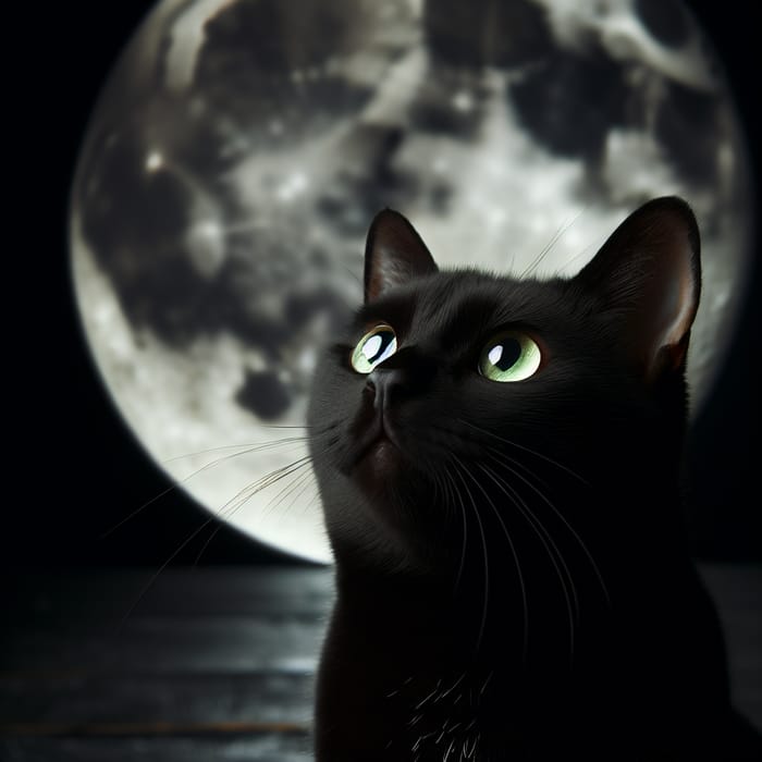 Mystical Black Cat Moon Gazing