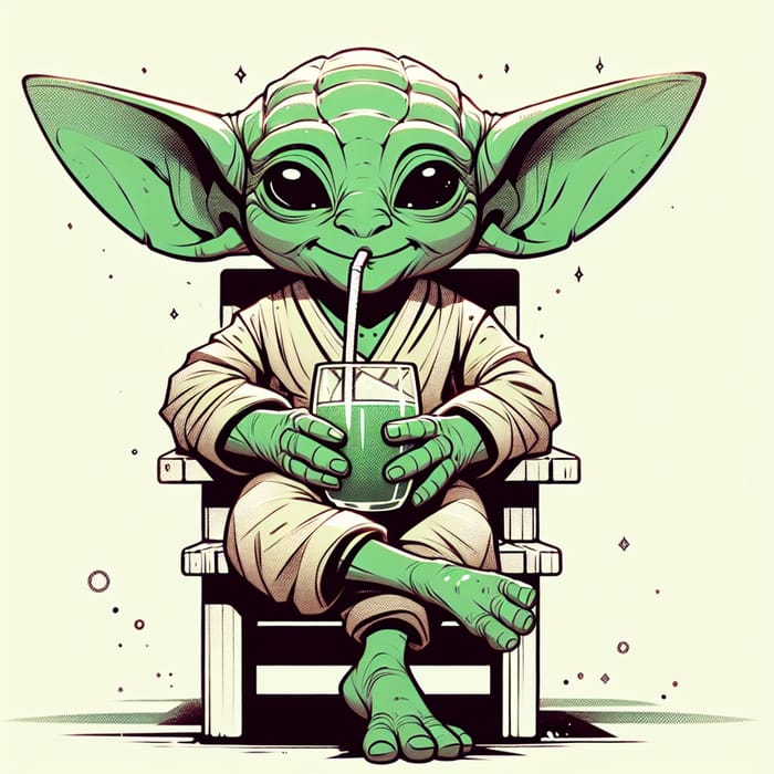 Yoda Drinking from a Straw, Ancient Wisdom & Galactic Energy, AI Art  Generator