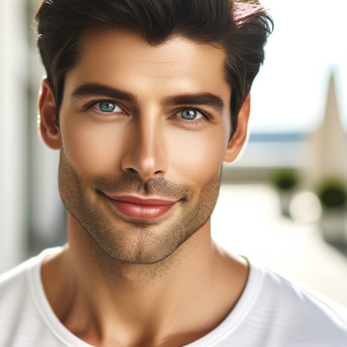 Handsome Caucasian Man with Bright Blue Eyes | Confidence and Approachability