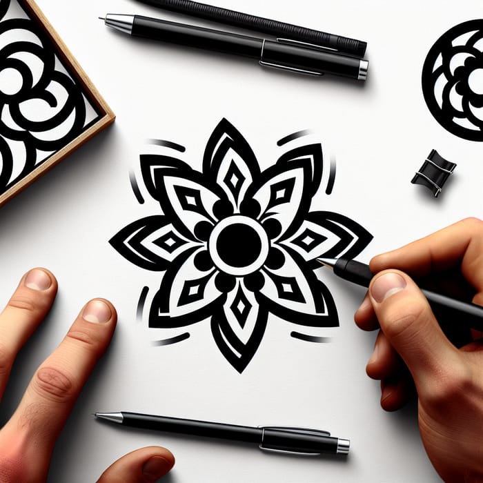 Creative Logo Design with Central Symbol Surrounded by Four Others