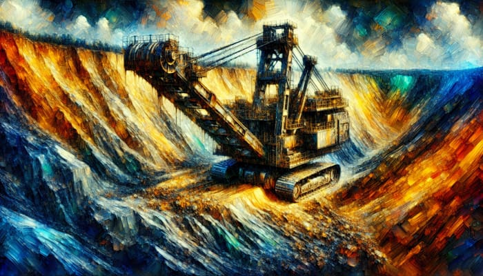 Captivating Mining Excavator Scene | Vibrant Vincent van Gogh Inspiration