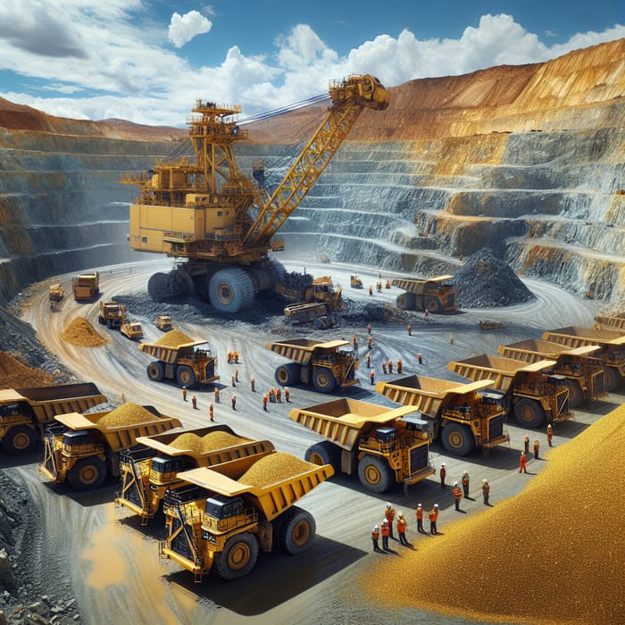 Heavy Machinery Gold Mining Scene: Unveiling the Beneath