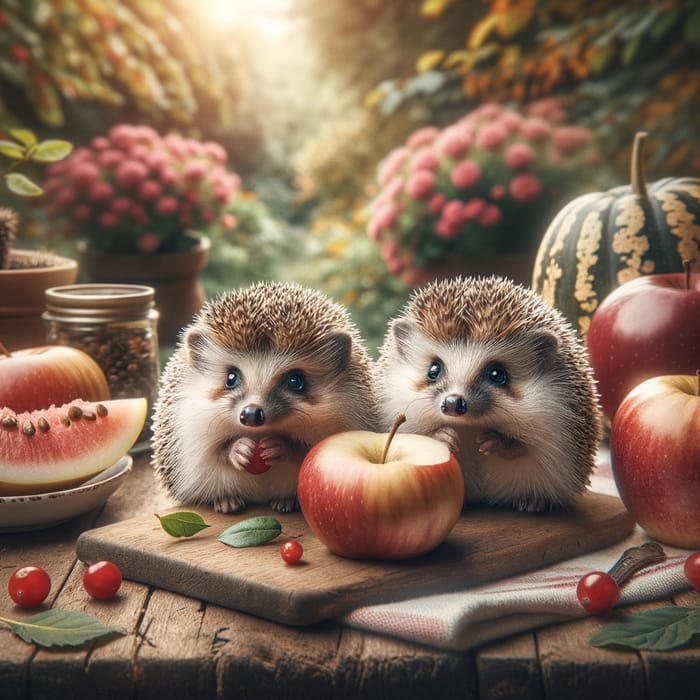 Cute Hedgehogs in a Charming Garden