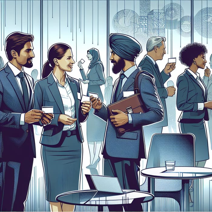 Diverse Professional Networking Event Illustration