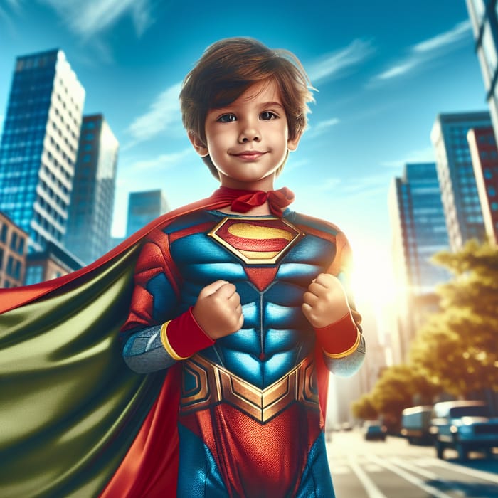 Powerful Child Superhero | Colorful Costume & Confident Smile