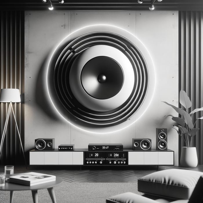 Ultra-Photorealistic Round Stereo Music System - Modern Art
