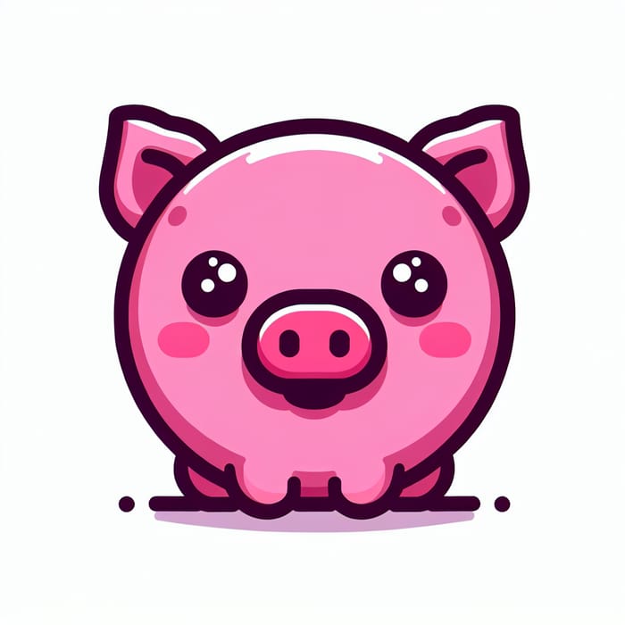 Bald Pink Cartoon Pig with Pou-Like Face