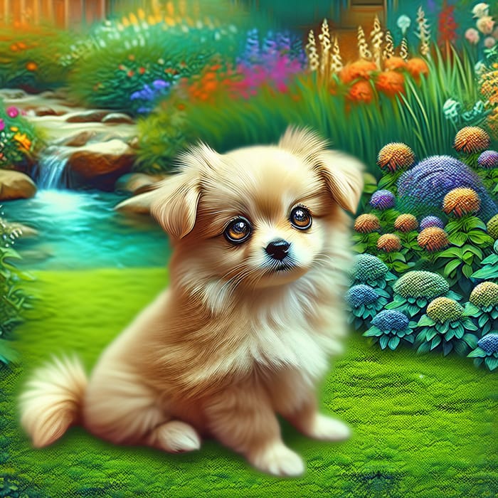 Adorable Small Dog in a Beautiful Garden