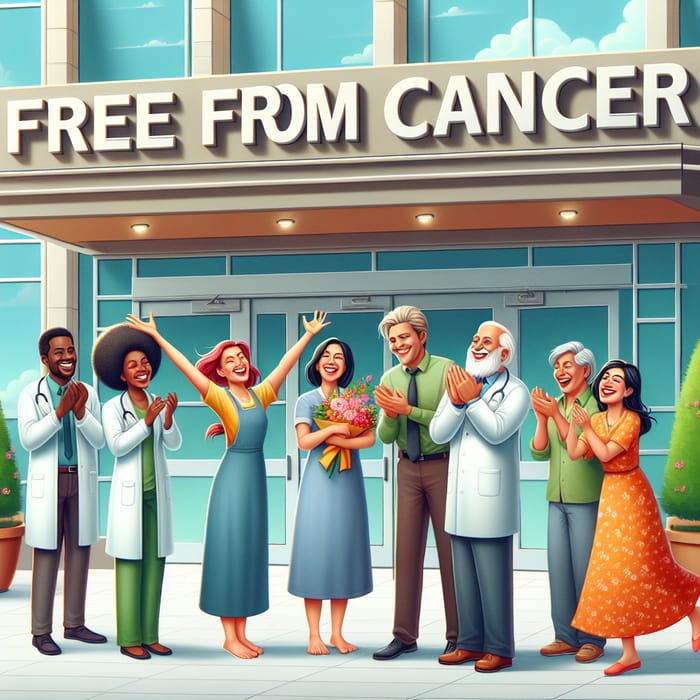 Free from Cancer: Joyful Modern Hospital Scene