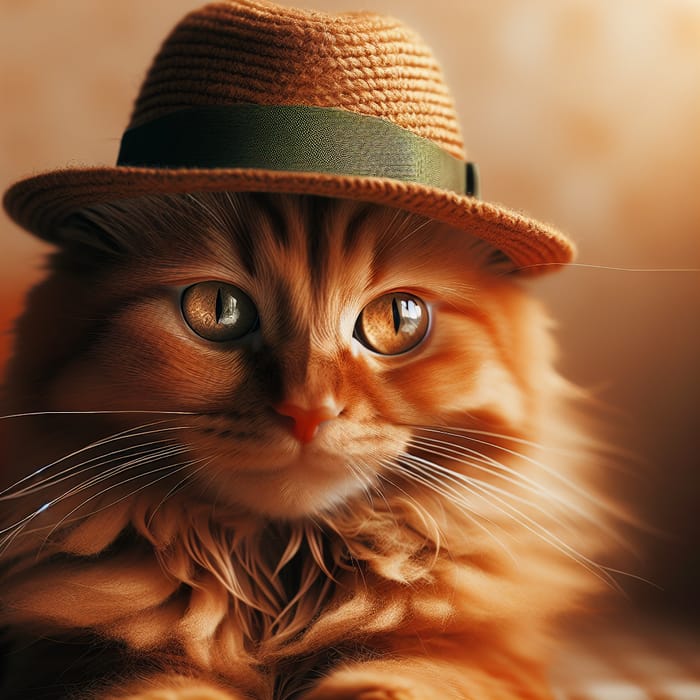 Curious Ginger Cat in a Charming Hat