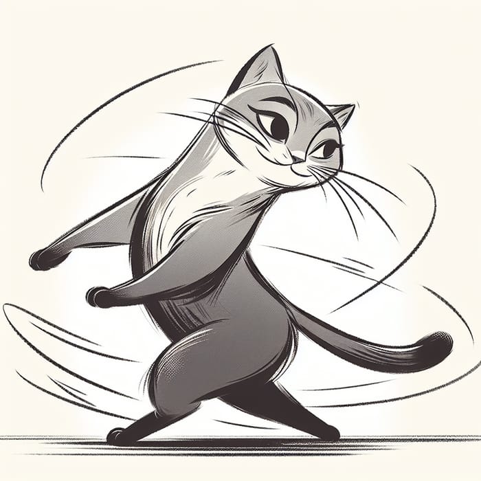 Graceful Dancing Cat Artwork | Enchanting Feline Illustration