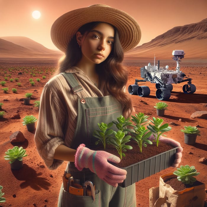 Latina Girl Gardening on Mars | Thriving Terraforming Scene