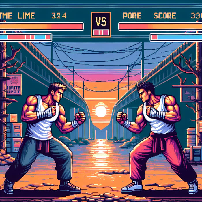 Classic Arcade Fighting Game Interface | Urban Street Battle - Pixel Style Graphics