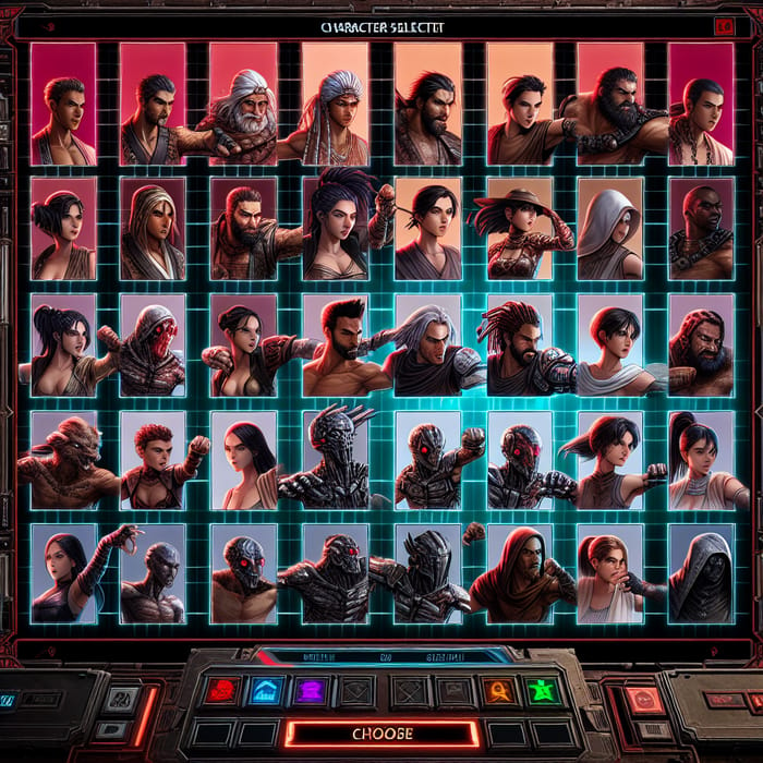 Character Selection Screen for Fighting Game | Diverse Avatars