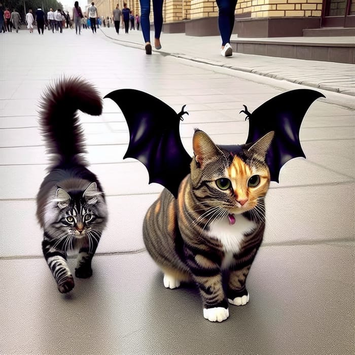 Dragon Wing Cat & Fluffy Grey Kitty in Tashkent | Cute Felines