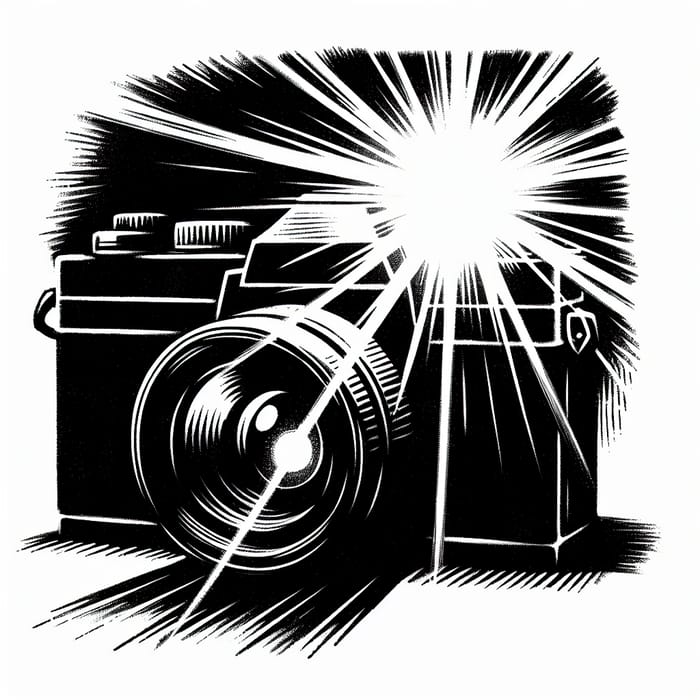 Camera Flash Drawing Silhouette | Brightly Illuminated Scene
