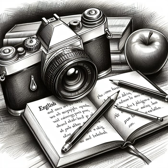 Photography and English Teaching: Black and White Sketch with Apple