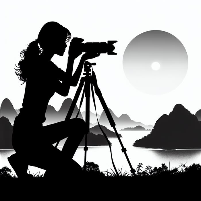 Silhouette of Female Photographer Capturing Image
