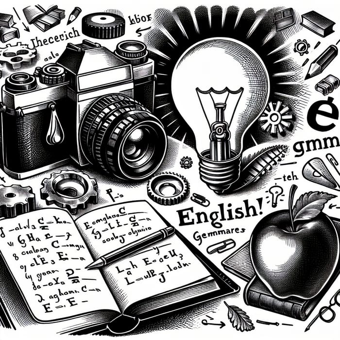 Vintage English Teaching with Apple Knowledge & Idea Sketch