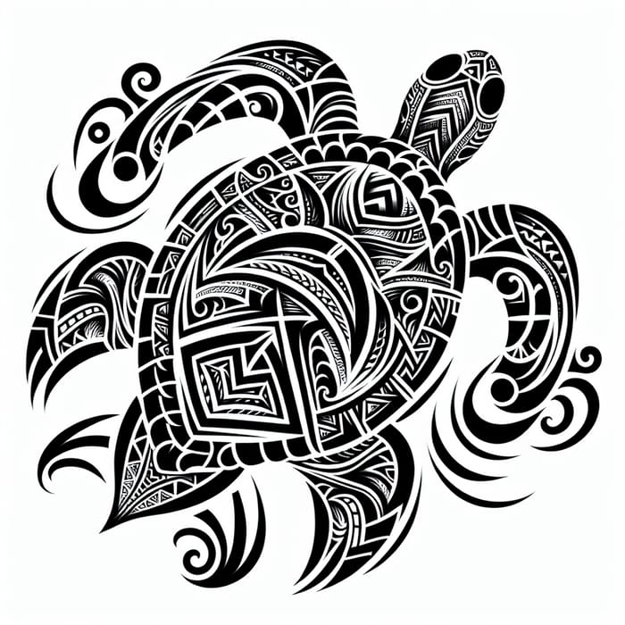 Dynamic Polynesian Turtle Tattoo Design