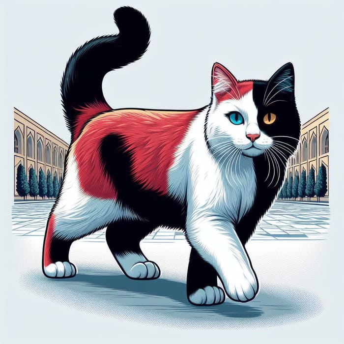 Realistic Three-Colored Cat in Tashkent