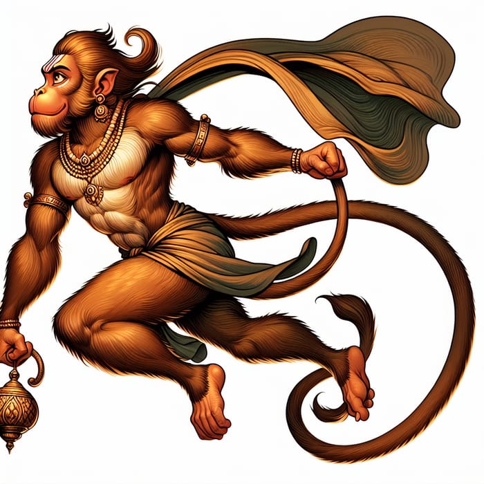 Hanuman - Hindu Monkey Deity in Flight