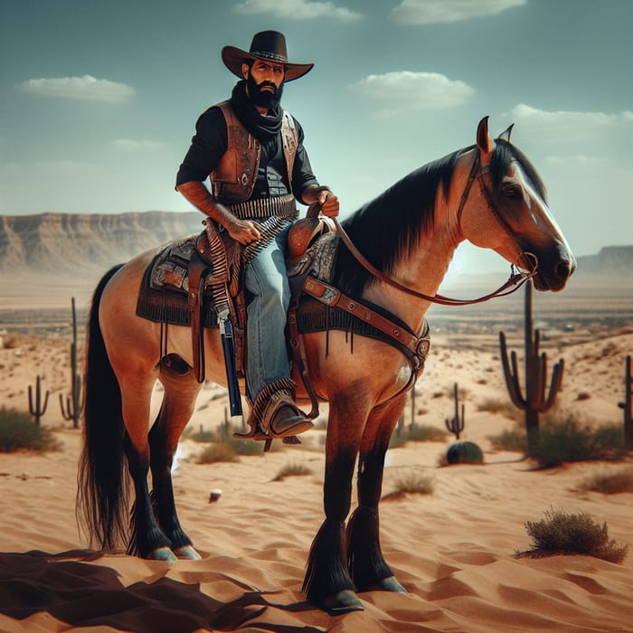 Middle Eastern Cowboy on Horse - Wild West Charm