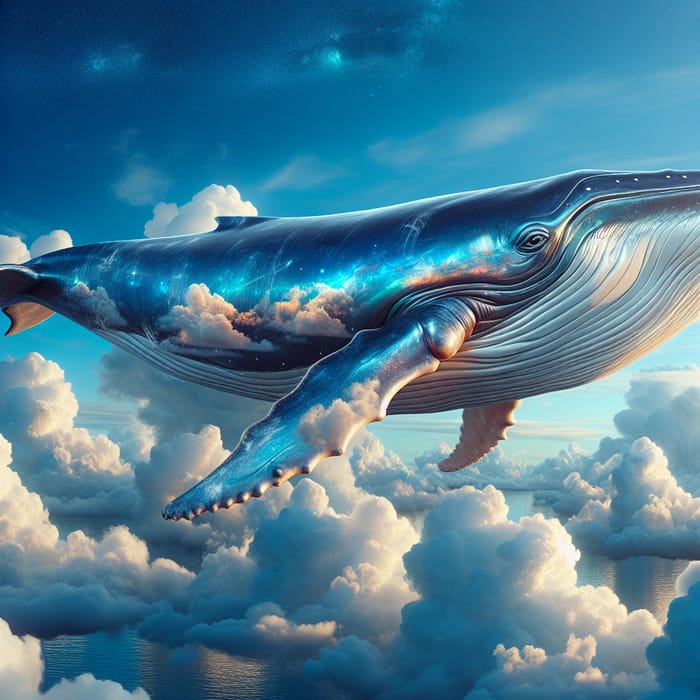 Whale Soaring in Sky - Awe-Inspiring Celestial Surrealism