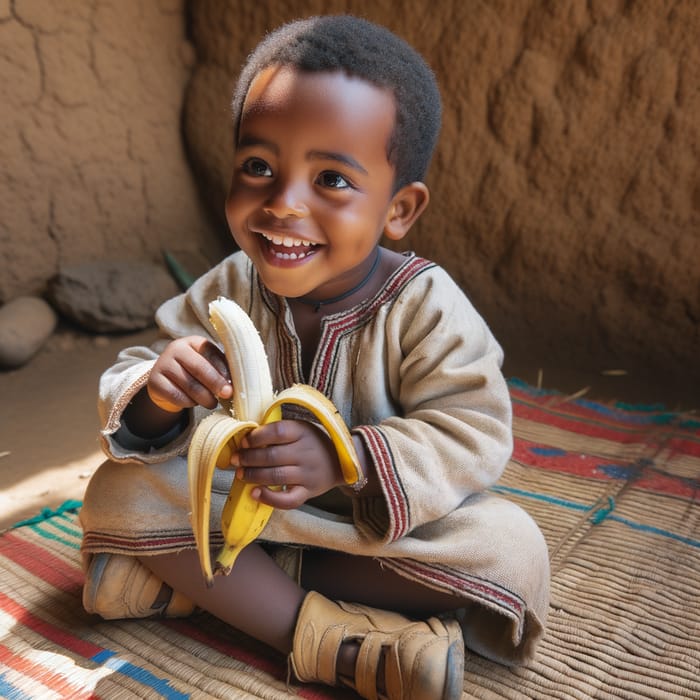 Ethiopian Boy Eating Banana | Rural Lifestyle