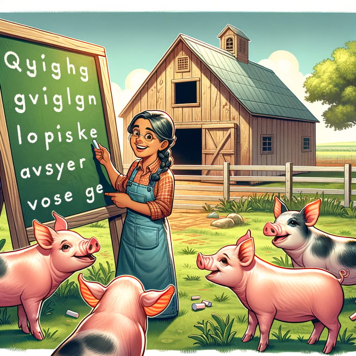 Chatty Piglets: Enchanting Countryside Farm Scene