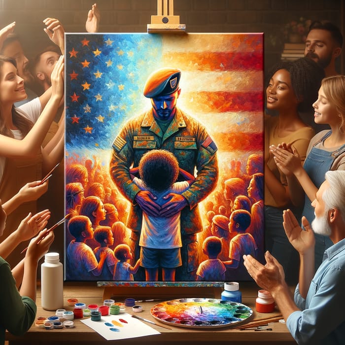 Resilient Veteran and Family Acrylic Painting | Emotional Expressions
