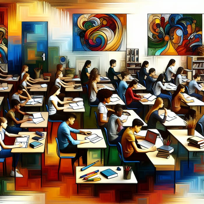 Abstract Classroom Art: Diverse Students
