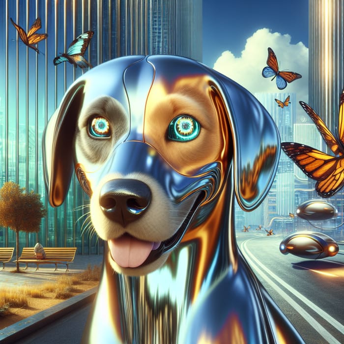 Futuristic Dog in Techno-Utopia