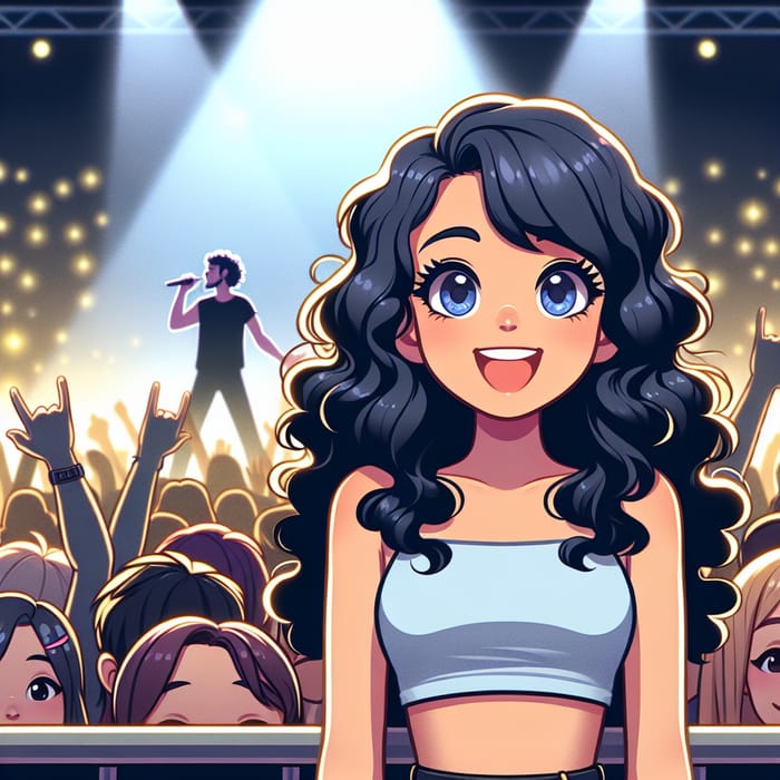 Magical Disney-style Animation: Curly-Haired Girl at Harry Styles Concert